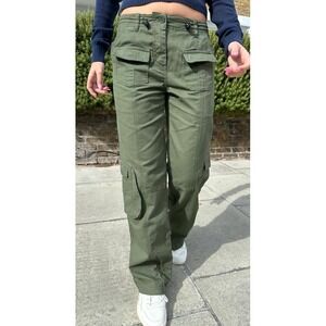 Brandy Melville Low Rise Y2K Cargo Pants Elastic Bungee Cord Casual Green OS